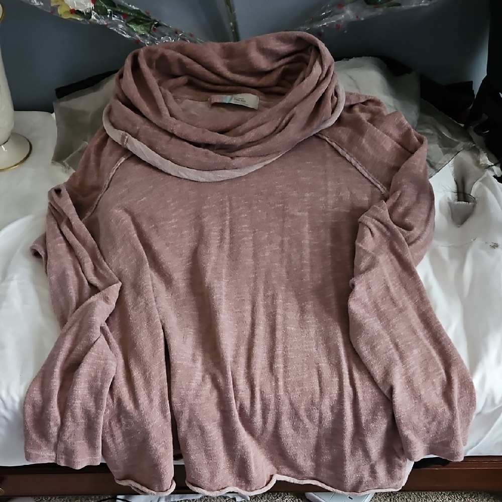 Elegant Mauve Cowl Neck Sweater